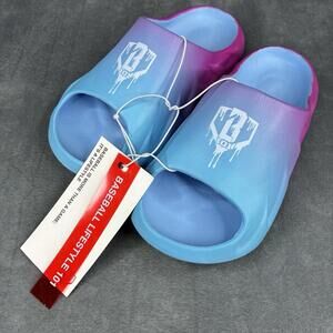 Baseball Lifestyle 101 Cotton Candy Slides Kids Youth 2/3 Blue Pink Sandals NWT
